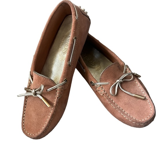 Tod's Tie-fastening Suede Loafers Ligtht Brown Size IT 36/ US 6 - Picture 9 of 15